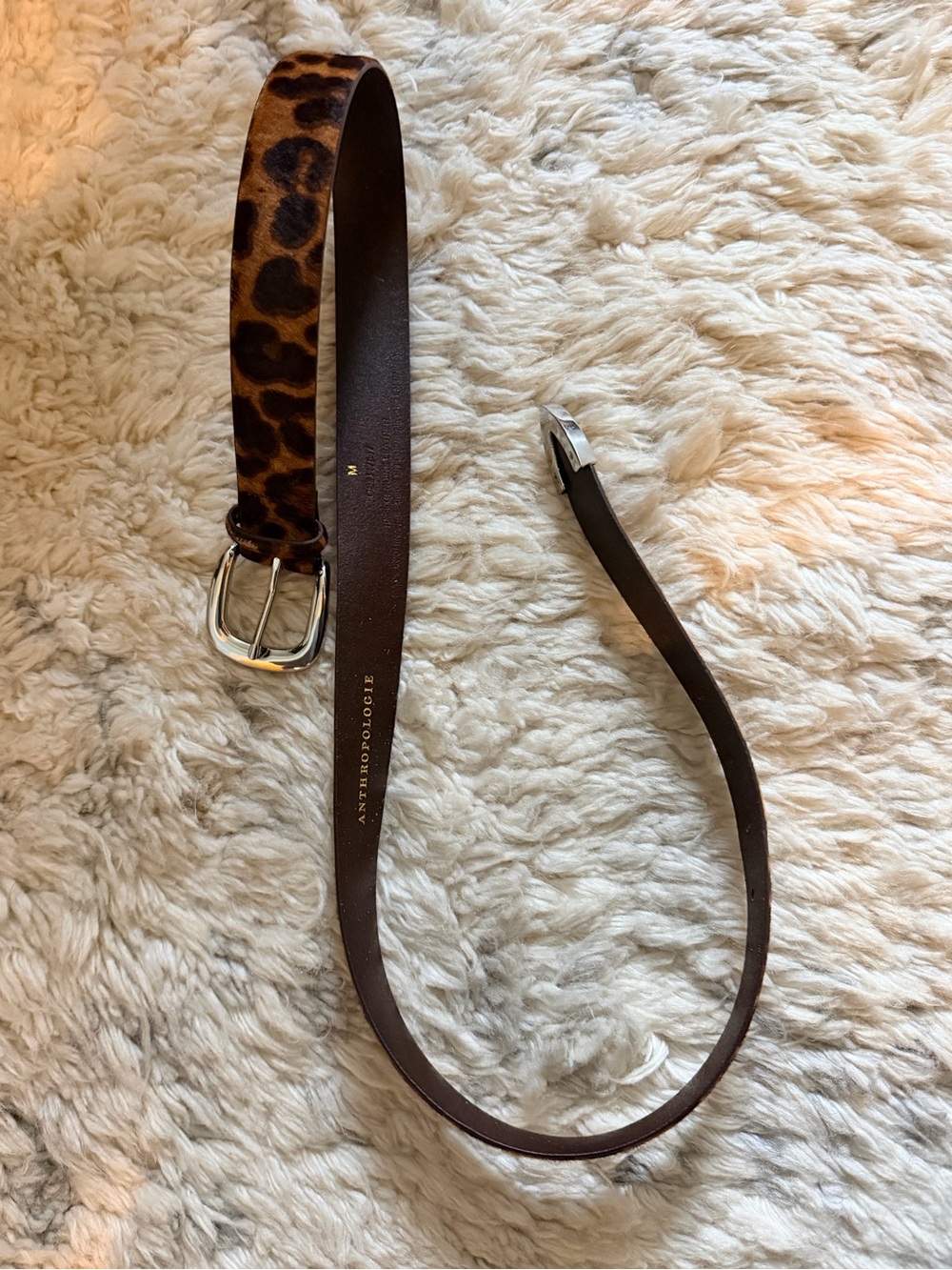 Anthropologie Leopard-Print Leather Belt in Brown and Black